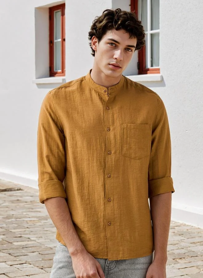 لي كوبر قميص لي كوبر بقصة عادية وياقة ماندرين