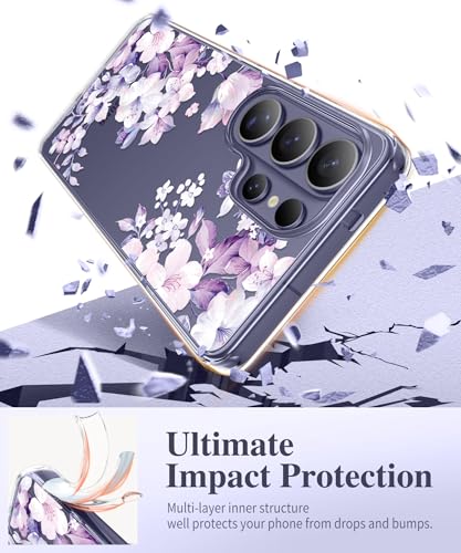 GVIEWIN for Samsung Galaxy S26 Ultra Case, Clear Floral Slim Shockproof Protective Women Phone Case, Non-Yellowing, with Screen Protector & Camera Lens Protector for S26 Ultra 6.9", Foliolosa - Image 4