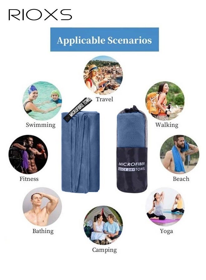 RIOXS Double-sided Microfiber Towel Quick Fast Drying Compact Beach Towel Lightweight Towels Large Bath Sheet Towel Perfect for Travel Pool Swimming Bath Camping Yoga Gym Sports  - Image 4