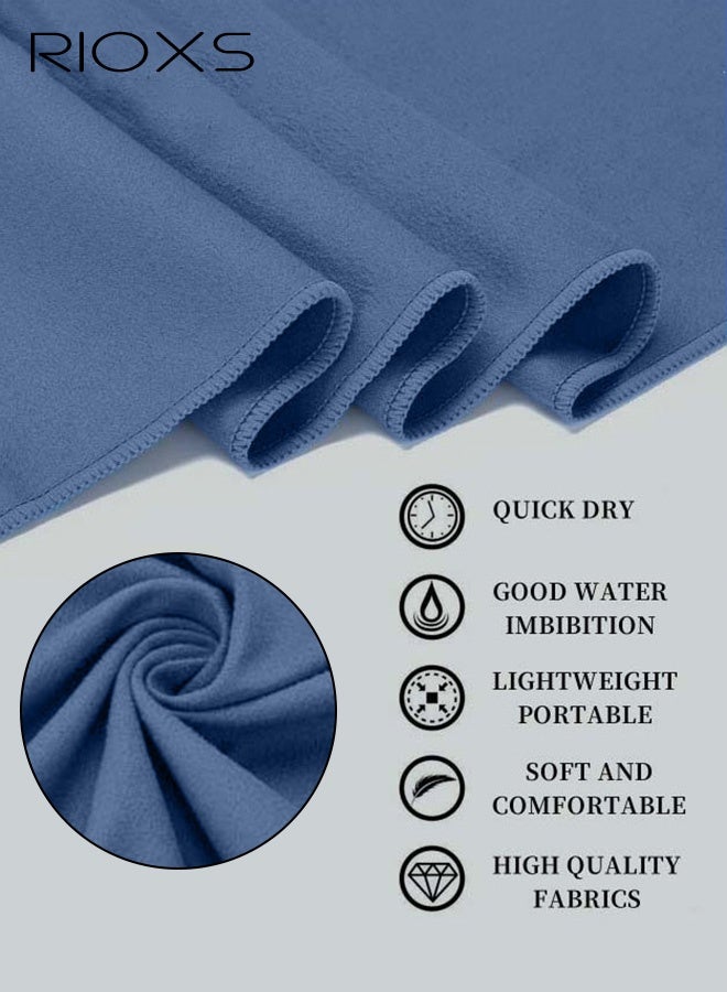 RIOXS Double-sided Microfiber Towel Quick Fast Drying Compact Beach Towel Lightweight Towels Large Bath Sheet Towel Perfect for Travel Pool Swimming Bath Camping Yoga Gym Sports  - Image 2