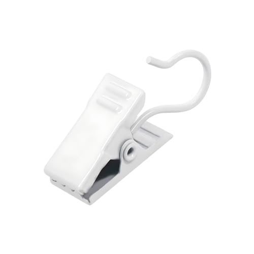 Coideal White Curtain Clips Hooks - 100 Pack Small Stainless Steel Metal String Party Awning Lights Hanger Hooks for Home Decoration, Photos, Art Craft Display and Indoor Outdoor Activities Supplies - Image 1