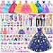 Ecore Fun 101 Pcs Doll Clothes and Accessories Set for 115 Inch Dolls 5 Wedding Gowns 12 Fashion Dresses 2 Tops 2 Pants 2 Swimsuits 10 Shoes and Other Accessories Dress up Toys for Girls Kids - Image 2