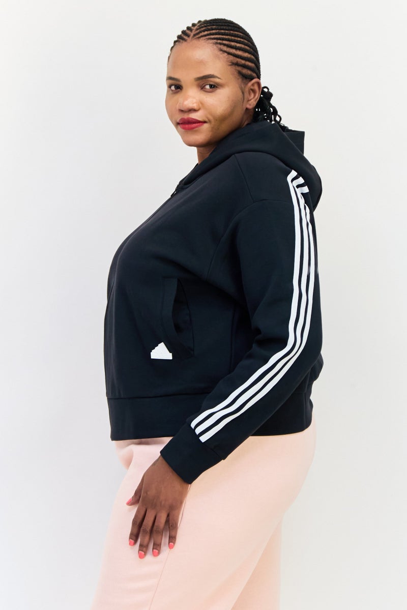 Adidas Women Plus Size Long Sleeve Outdoor Full Zip Hoodie, Black - Image 2