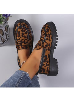 Plus Size Loafer Shoes 2024 New Fashionable Velvet Leopard Print Women brown leopard print