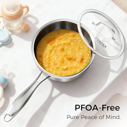 Cyrder Nonstick Pots and Pans Set, 14 Piece Hybrid Hex Non Stick Stainless Steel Cookware with Frying Pans, Saute Pan, Saucepans & Stock Pot - Induction Compatible, Dishwasher &Oven Safe, PFOA Free - Image 5