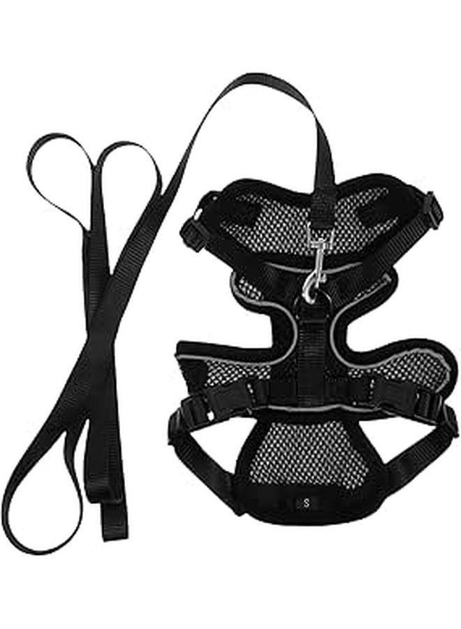 Cat Vest Harness And Leash For Small Cats Black Size S Adjustable Escape Proof Soft Mesh Breathable Safety Tether For Walking And Outdoor Travel - Image 1