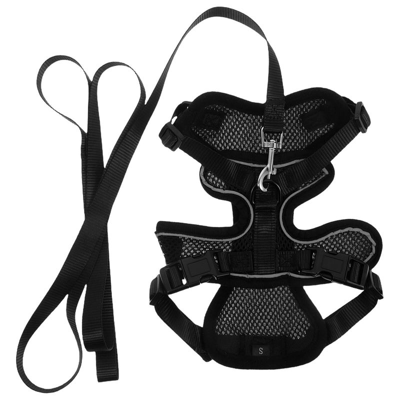 Cat Vest Harness And Leash For Small Cats Black Size S Adjustable Escape Proof Soft Mesh Breathable Safety Tether For Walking And Outdoor Travel - Image 2