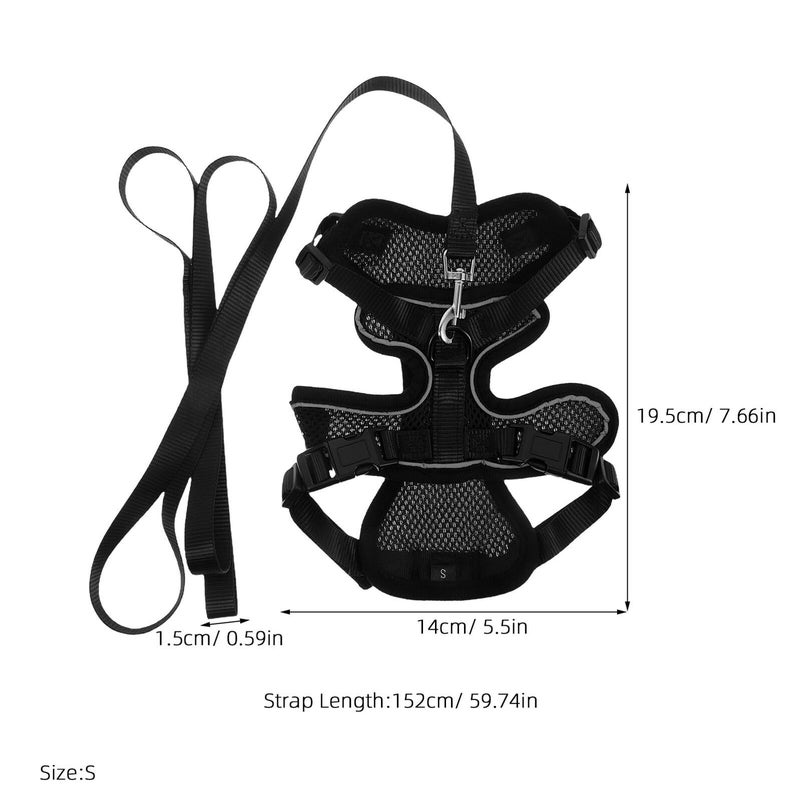 Cat Vest Harness And Leash For Small Cats Black Size S Adjustable Escape Proof Soft Mesh Breathable Safety Tether For Walking And Outdoor Travel - Image 3
