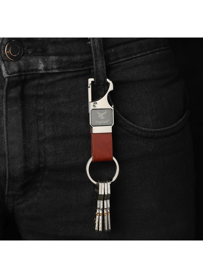 Highlark - Highlark Premium And Stylish Metal Keychain | Key Ring Hook | Key Chain For Home, Office, Car & Bike | Heavy Duty Key Chain For Men & Women, Brown - Image 1
