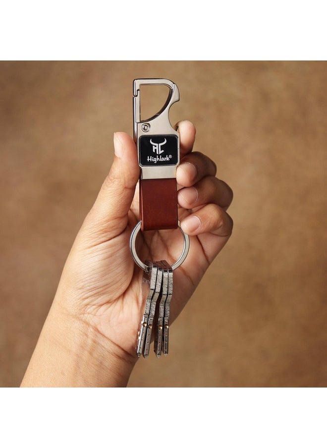 Highlark - Highlark Premium And Stylish Metal Keychain | Key Ring Hook | Key Chain For Home, Office, Car & Bike | Heavy Duty Key Chain For Men & Women, Brown - Image 1