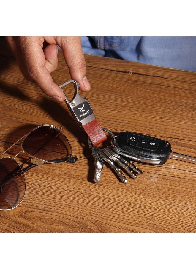 Highlark - Highlark Premium And Stylish Metal Keychain | Key Ring Hook | Key Chain For Home, Office, Car & Bike | Heavy Duty Key Chain For Men & Women, Brown - Image 1