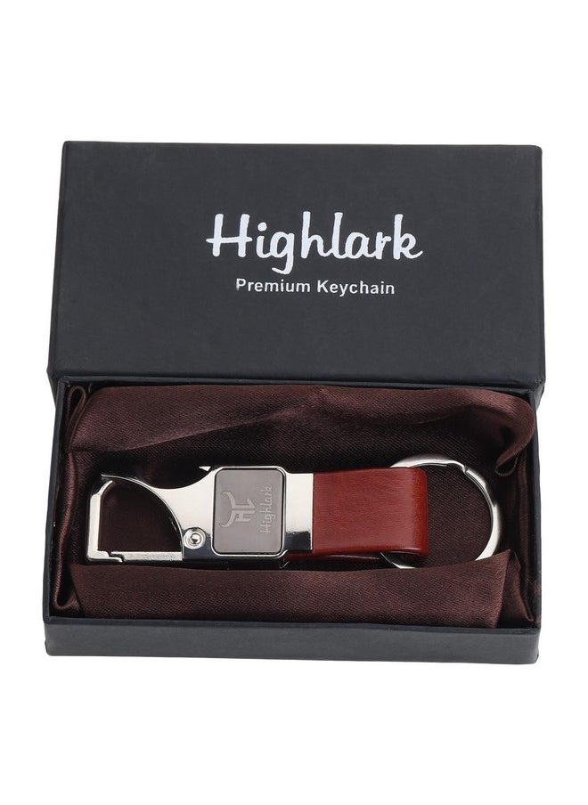 Highlark - Highlark Premium And Stylish Metal Keychain | Key Ring Hook | Key Chain For Home, Office, Car & Bike | Heavy Duty Key Chain For Men & Women, Brown - Image 1
