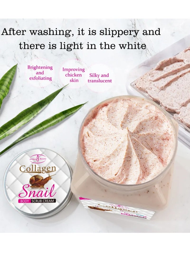 Aichun beauty 500ml Collagen Snail Body Scrub Cream Brightening Exfoliating Scrub No Harm Multifunctional Easy To Use Non irritating Convenient Exfoliate Universal Snail Cream Exfoliation Cream Scrub Collagen Face Scrub - Image 5