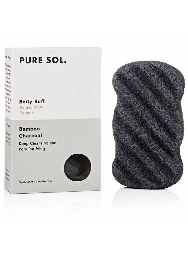 pureSOL Pure SOL. Konjac Exfoliating Bath Sponge - Activate Charcoal Exfoliating Sponge – Konjac Sponge for Acne - Deep Cleansing, Clean Pores, Remove Impurities - 100% Natural and Good for All Skin Types - Image 1