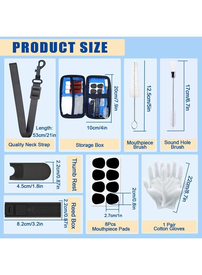 Niantime Saxophone Cleaning kit with Case，Clarinet Flute Cleanser Maintenance Kit with Cork Grease,Swab,Cleaning Cloth,Thumb Rest,Reed Case,Mouthpiece Brush and More Workable for Wind & Woodwind Struments - Image 3