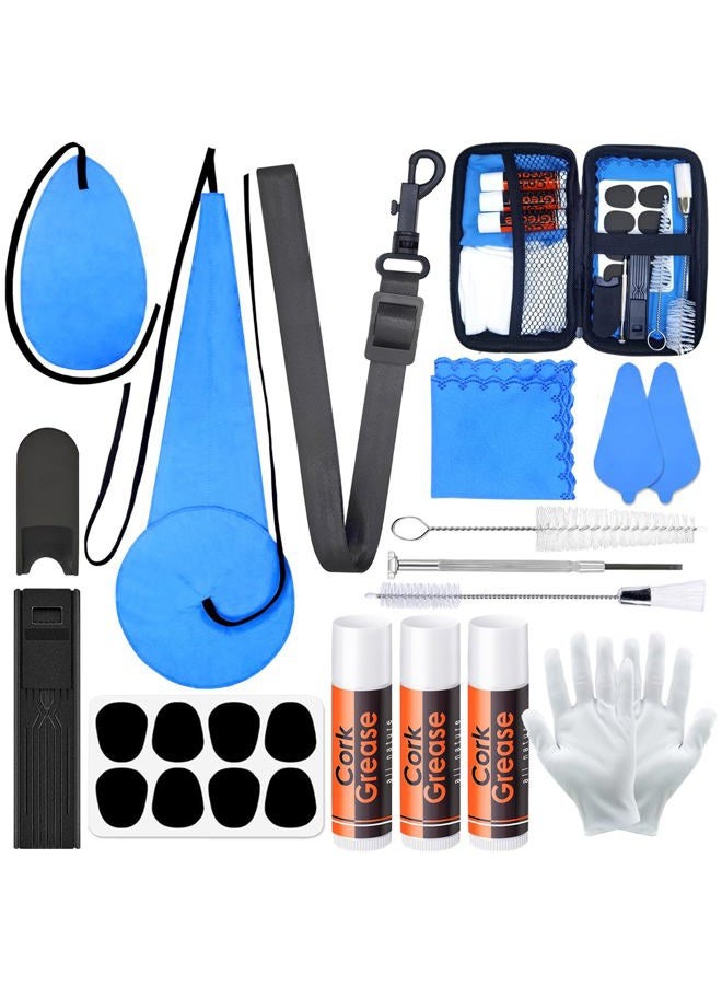 Niantime Saxophone Cleaning kit with Case，Clarinet Flute Cleanser Maintenance Kit with Cork Grease,Swab,Cleaning Cloth,Thumb Rest,Reed Case,Mouthpiece Brush and More Workable for Wind & Woodwind Struments - Image 1