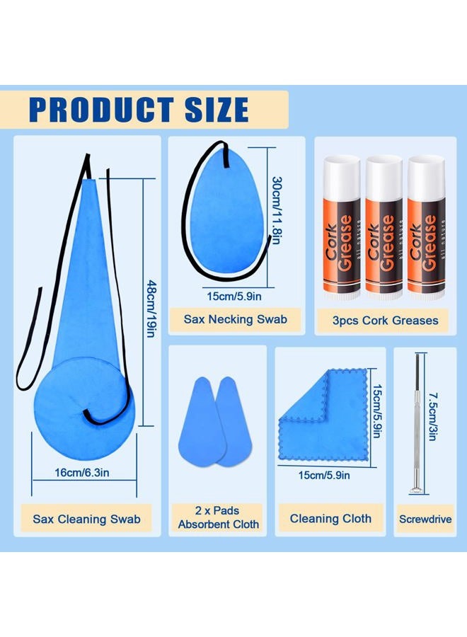 Niantime Saxophone Cleaning kit with Case，Clarinet Flute Cleanser Maintenance Kit with Cork Grease,Swab,Cleaning Cloth,Thumb Rest,Reed Case,Mouthpiece Brush and More Workable for Wind & Woodwind Struments - Image 2