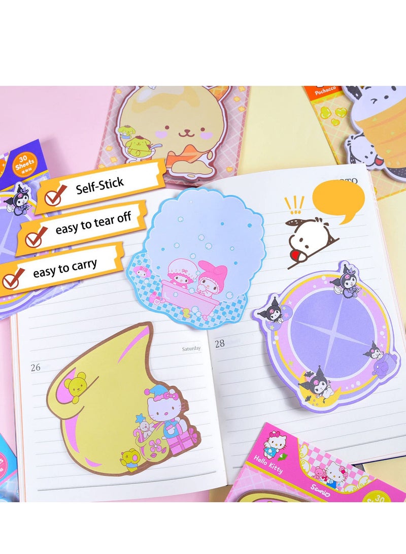 SYOSI 6 Pack Cute Sticky Notes Kawaii Sticky Notes Cute Stationary Cartoon Series Self-Stick Note Pads Fun Office Supplies Sticky Note Set for Office, School and Home(180 Sheets) - Image 2