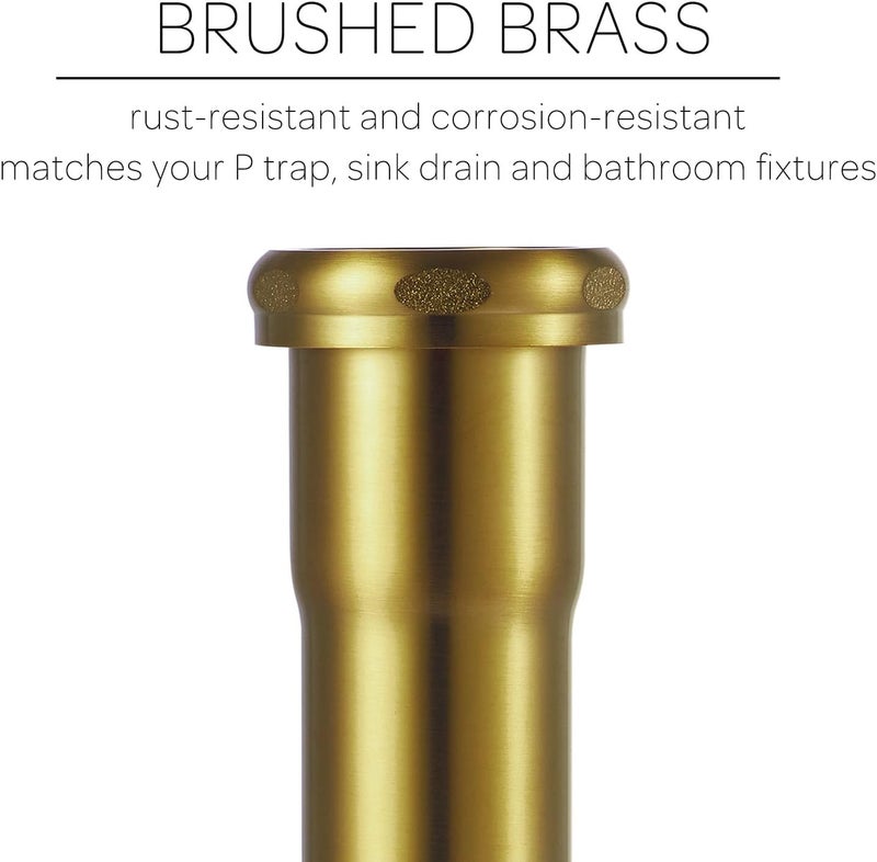Fipoque 18 Gauge Brass Slip Joint Extension Tube 1-1/4” OD x 8” with Nut and Rubber Washer, P Trap Extension Tube, Sink Drain Tailpiece Tube Extension Heavy Duty, Brushed Brass Gold - Image 3