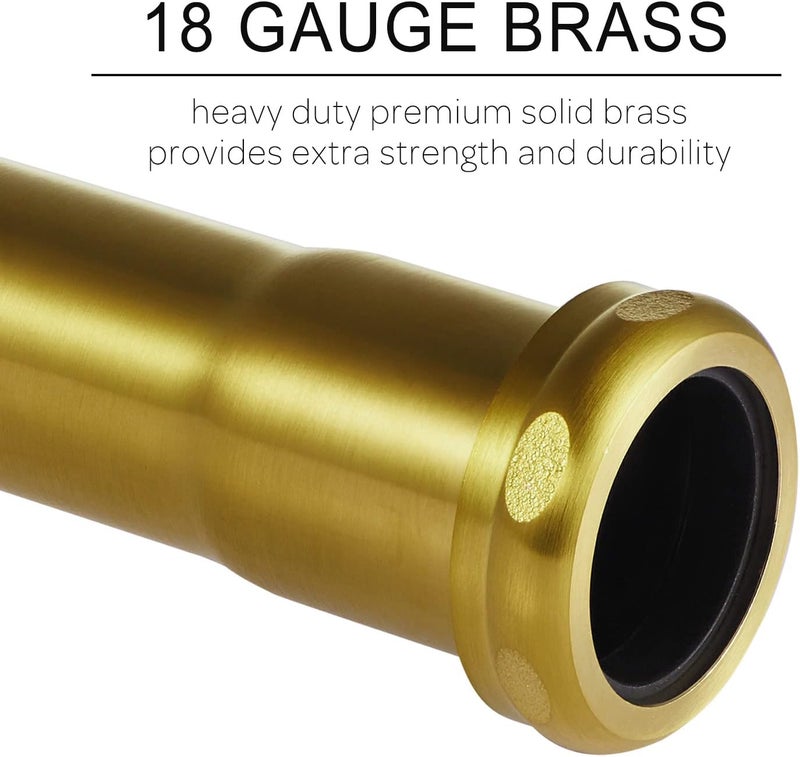 Fipoque 18 Gauge Brass Slip Joint Extension Tube 1-1/4” OD x 8” with Nut and Rubber Washer, P Trap Extension Tube, Sink Drain Tailpiece Tube Extension Heavy Duty, Brushed Brass Gold - Image 2