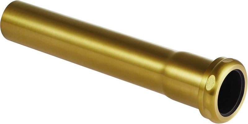 Fipoque 18 Gauge Brass Slip Joint Extension Tube 1-1/4” OD x 8” with Nut and Rubber Washer, P Trap Extension Tube, Sink Drain Tailpiece Tube Extension Heavy Duty, Brushed Brass Gold - Image 1