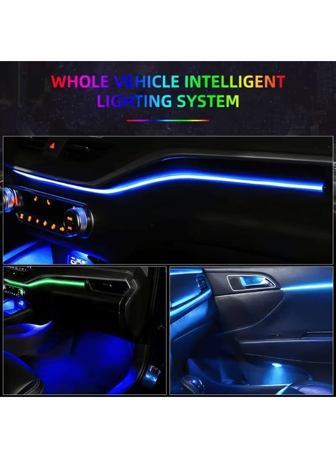 طقم إضاءة محيطية داخلية للسيارة بتقنية الألياف الضوئية وRGB (14 في 1) – شرائط إضاءة LED متعددة الألوان بجهد 12 فولت مع 7 أوضاع لتغيير الألوان بنمط "التنفس"، وإضاءة ديكور داخلية مرنة للسيارات وسيارات الدفع الرباعي والشاحنات. - Image 5
