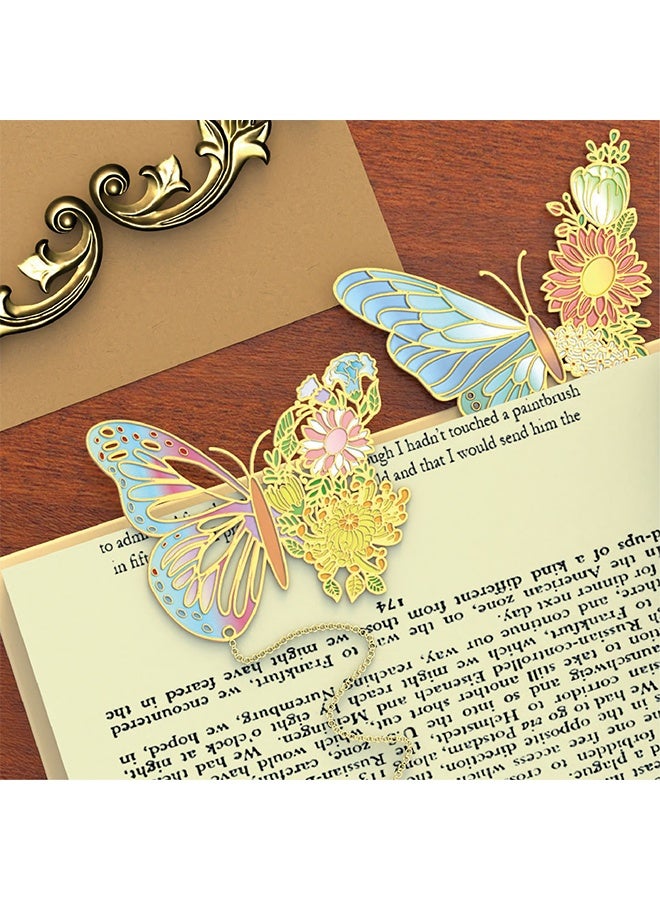 Lemon 4Pcs Metal Bookmarks for Women, Butterfly Bookmark with Tassel, Chinese Style Hollow Ancient Style Teacher's Day Bookmark, Exquisite Brass Creative Gift for Women Book Lovers Teacher - Image 3