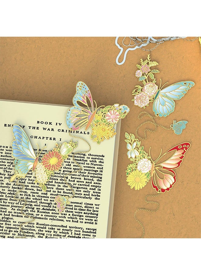 Lemon 4Pcs Metal Bookmarks for Women, Butterfly Bookmark with Tassel, Chinese Style Hollow Ancient Style Teacher's Day Bookmark, Exquisite Brass Creative Gift for Women Book Lovers Teacher - Image 2