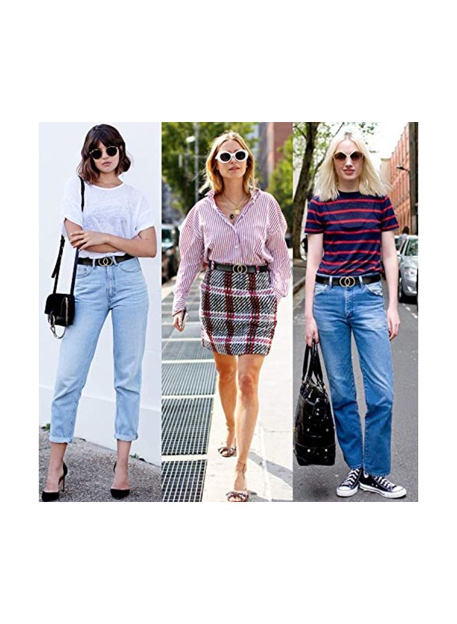 وير فور يو حزام جلد بمشبك معدني أسود - Image 2