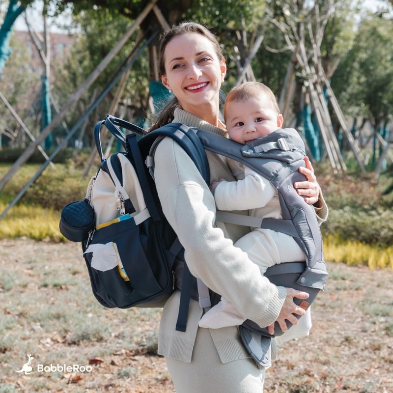 BabbleRoo Grow Carrier  6in1 Baby Carrier with Hip Seat Ergonomic Cozy  Adjustable Toddler Carrier 750 lbs with Hip  Lumbar Support Hood for Sun Protection Newborn to Toddler Black - Image 2