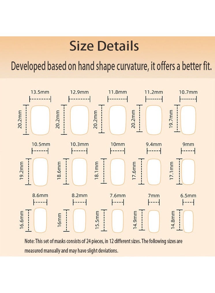 24 قطعة أظافر قابلة للارتداء، متعددة الاستخدامات، قابلة للإزالة، لا ضرر في الأظافر، أظافر جاهزة مناسبة - Image 5