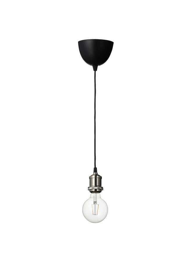 Zaboon Pendant lamp with light bulb, nickel-plated/globe clear - Image 1