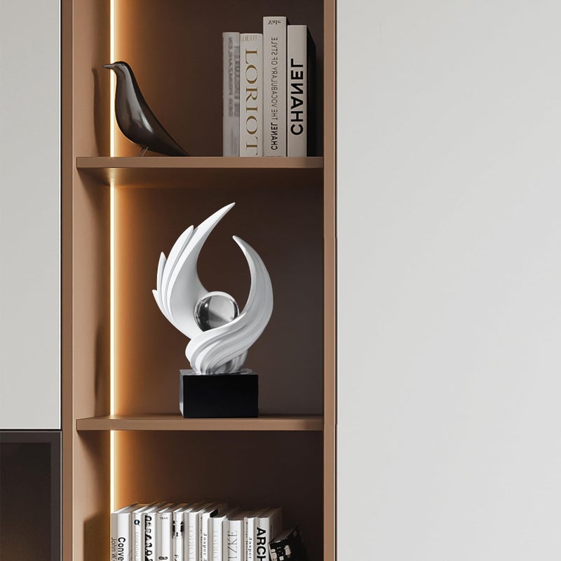 f + j's FJS Modern White Statue Table Decor for Living Room, Abstract Art Table Decor Accents, Resin Sculptures Home Decorations for Bookshelf TV Stand Living Room Dining Room Office - Image 5