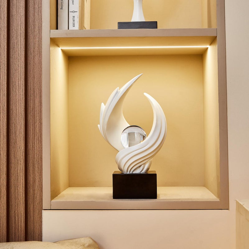 f + j's FJS Modern White Statue Table Decor for Living Room, Abstract Art Table Decor Accents, Resin Sculptures Home Decorations for Bookshelf TV Stand Living Room Dining Room Office - Image 3
