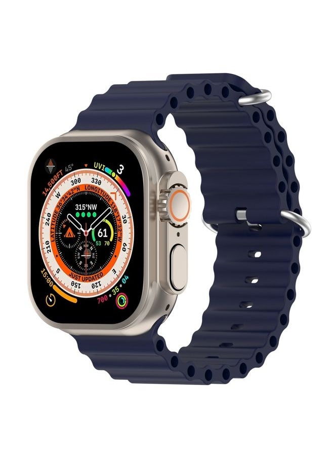 Generic - Replacement Strap Ocean Silicone Watch Band For Apple Watch Ultra 49mm / Series 8&7 45mm / SE 2&6&SE&5&4 44mm Midnight Blue - Image 1