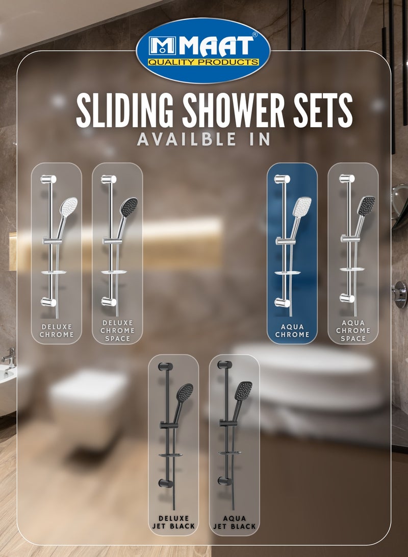MAAT Aqua Chrome Sliding Shower Set | Sleek Chrome Finish | Adjustable Rail | Turkish Quality Bathroom Fittings  - Image 4
