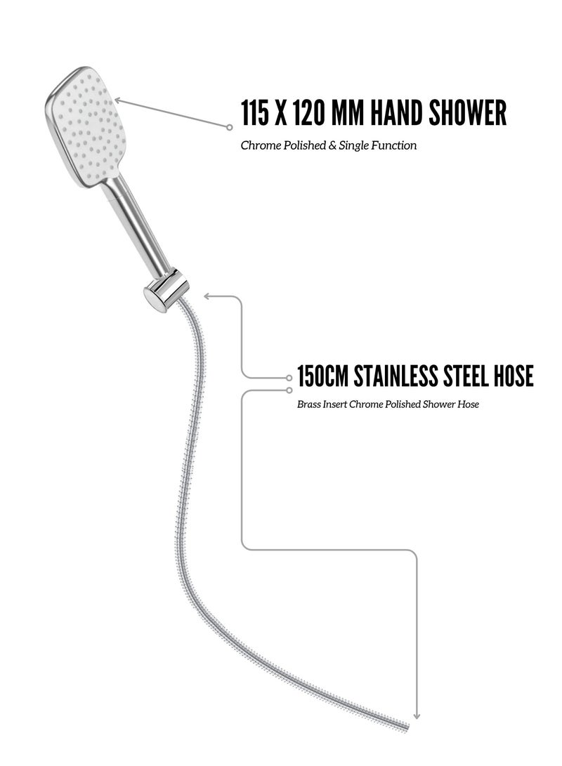 MAAT Aqua Chrome Sliding Shower Set | Sleek Chrome Finish | Adjustable Rail | Turkish Quality Bathroom Fittings  - Image 2