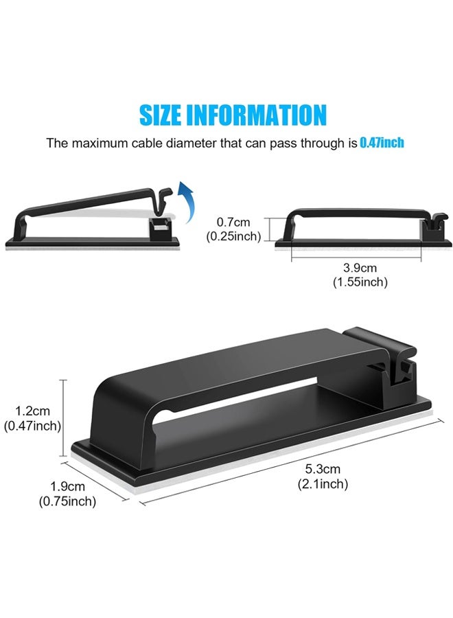 30 قطعة من مشابك الكابلات ذاتية اللصق باللون الأسود، مشابك الأسلاك لإدارة الكابلات ومنظم الأسلاك وحامل الأسلاك للاستخدام تحت المكتب والسيارة والحائط والتلفزيون والكمبيوتر الشخصي وكابل إيثرنت - Image 2