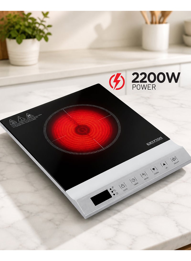Krypton Digital Infrared Cooker , Single Cooking Hob, 2200-Watt Burner with Adjustable Temperature and Timer, Energy Saving |Touch Control, 10 Levels, Multi Functions - KNIC6647 | Black, 2 Years Warranty 1 KNIC6647 BLACK - Image 4