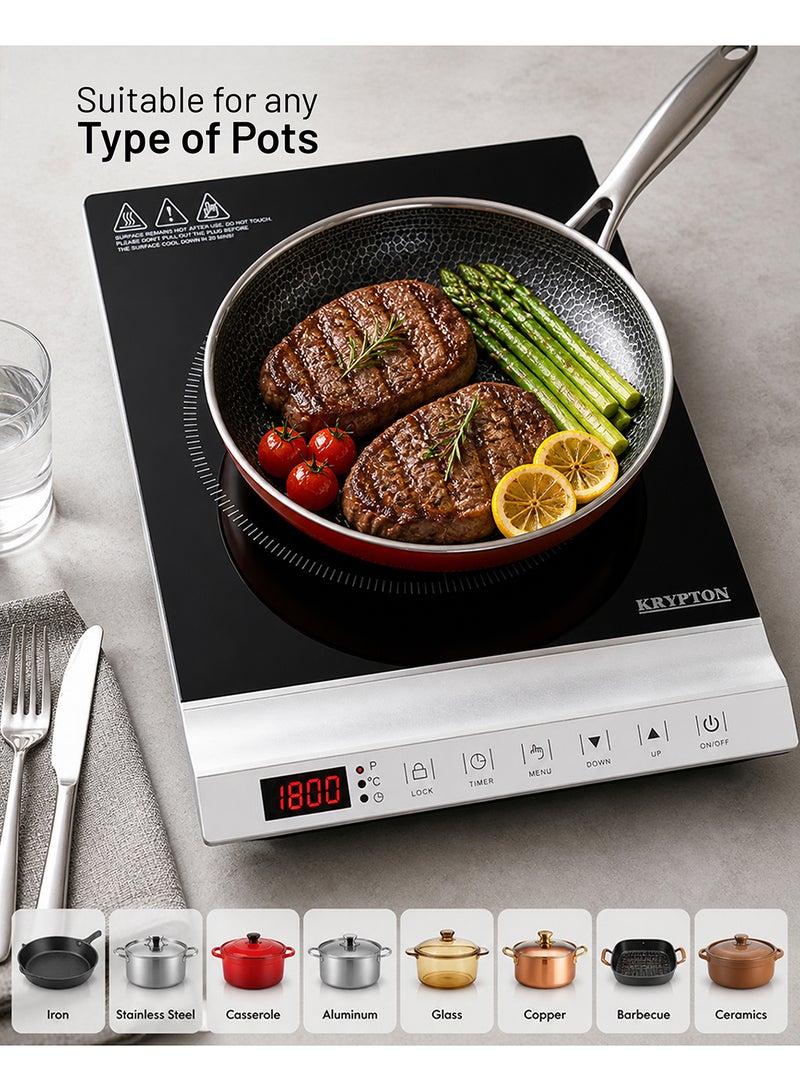 Krypton Digital Infrared Cooker , Single Cooking Hob, 2200-Watt Burner with Adjustable Temperature and Timer, Energy Saving |Touch Control, 10 Levels, Multi Functions - KNIC6647 | Black, 2 Years Warranty 1 KNIC6647 BLACK - Image 5