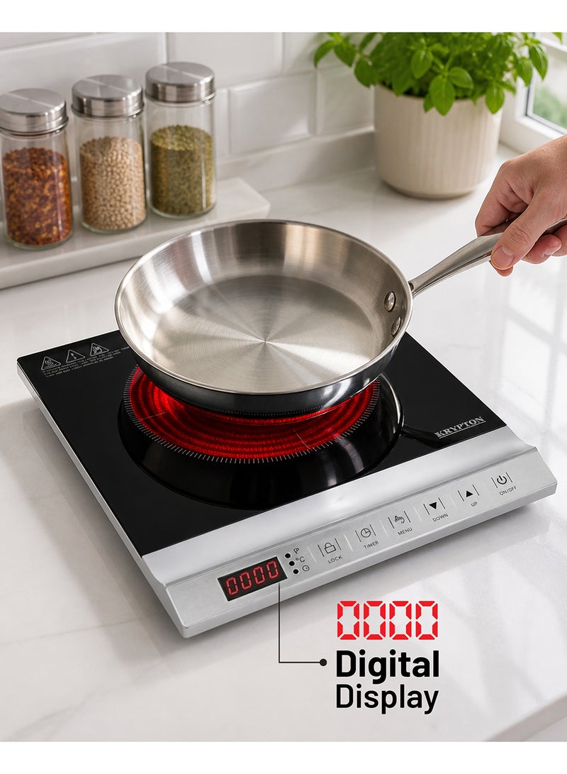 Krypton Digital Infrared Cooker , Single Cooking Hob, 2200-Watt Burner with Adjustable Temperature and Timer, Energy Saving |Touch Control, 10 Levels, Multi Functions - KNIC6647 | Black, 2 Years Warranty 1 KNIC6647 BLACK - Image 3