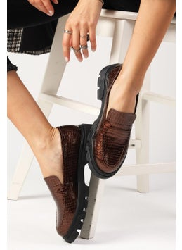 Mio Gusto Andrea Metallic Brown Chunky Sole Women's Loafer Shoes  - Image 2