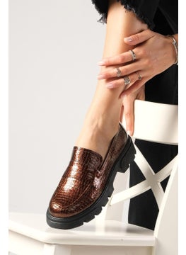 Mio Gusto Andrea Metallic Brown Chunky Sole Women's Loafer Shoes  - Image 1