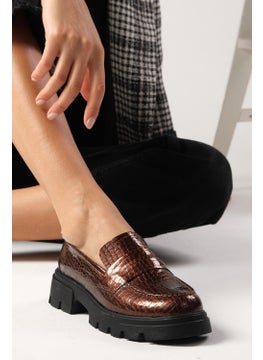 Mio Gusto Andrea Metallic Brown Chunky Sole Women's Loafer Shoes  - Image 4