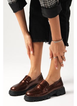 Mio Gusto Andrea Metallic Brown Chunky Sole Women's Loafer Shoes  - Image 5