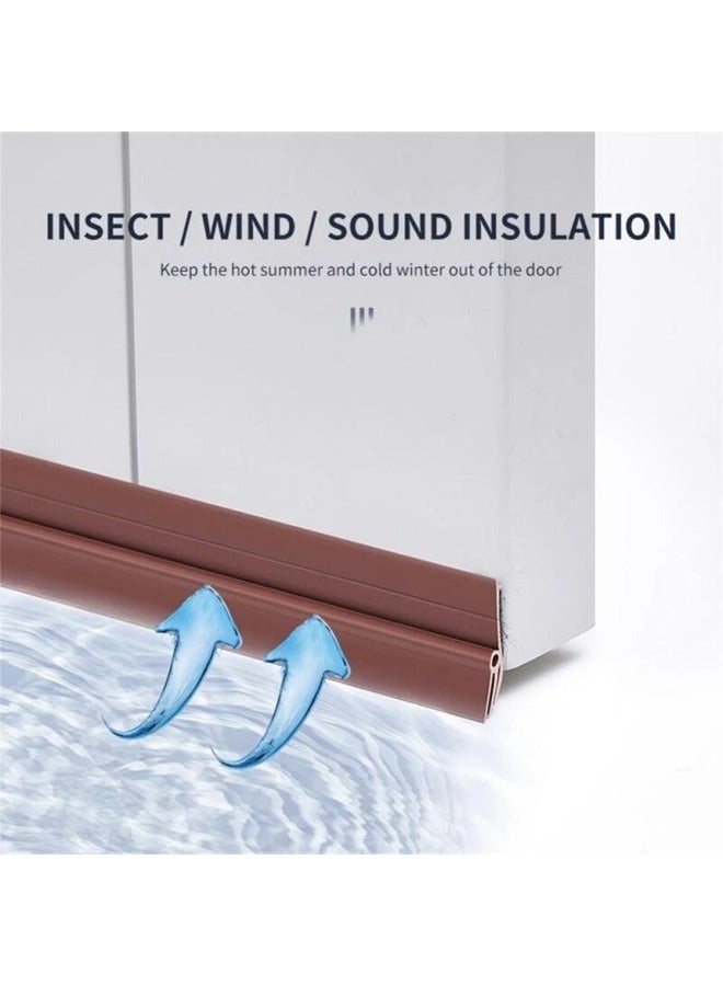 Mishilei Door Draft Stopper, 90cm Length Under Door Seal, Door Sweep for Exterior & Interior Doors, Door Bottom Draft Blocker Dust and Noise Insulation Weather Stripping Draft Guard Insulator, Brown - Image 4