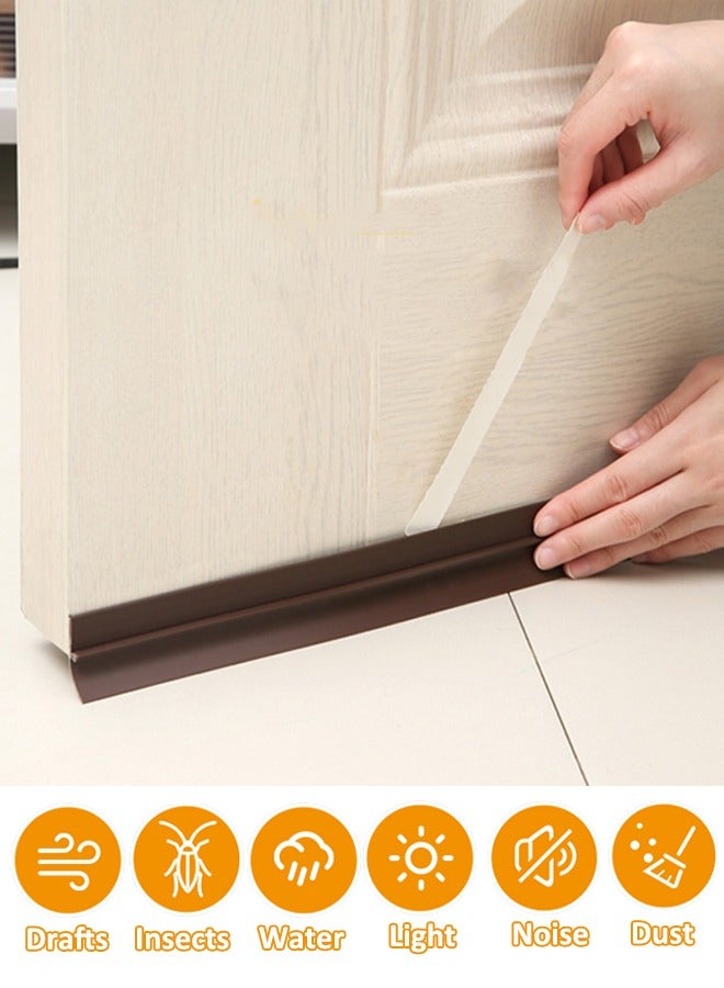 Mishilei Door Draft Stopper, 90cm Length Under Door Seal, Door Sweep for Exterior & Interior Doors, Door Bottom Draft Blocker Dust and Noise Insulation Weather Stripping Draft Guard Insulator, Brown - Image 1