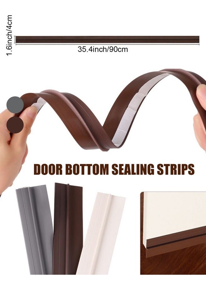 Mishilei Door Draft Stopper, 90cm Length Under Door Seal, Door Sweep for Exterior & Interior Doors, Door Bottom Draft Blocker Dust and Noise Insulation Weather Stripping Draft Guard Insulator, Brown - Image 2