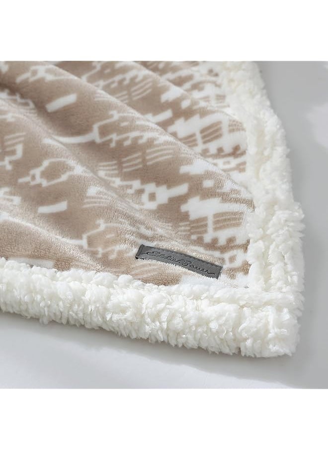 Eddie Bauer Throw Blanket Super Soft Reversible Sherpa Fleece Bedding Ideal And White Elephant Gifts Cozy Plaid Throw Blankets For Couch San Juan Oyster Throw  - Image 5