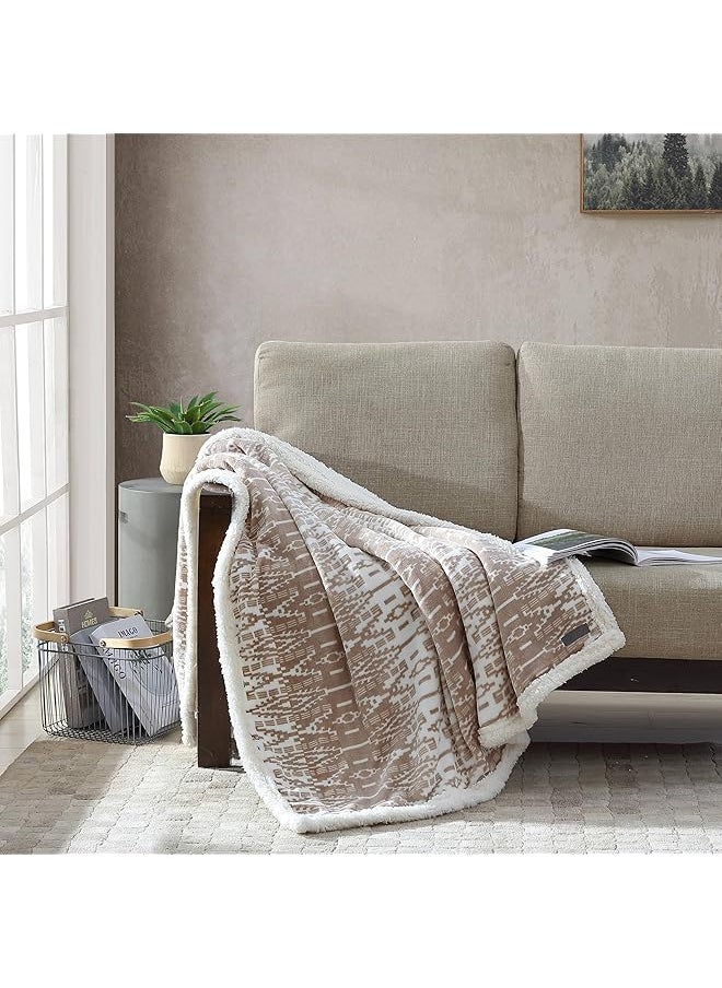 Eddie Bauer Throw Blanket Super Soft Reversible Sherpa Fleece Bedding Ideal And White Elephant Gifts Cozy Plaid Throw Blankets For Couch San Juan Oyster Throw  - Image 2